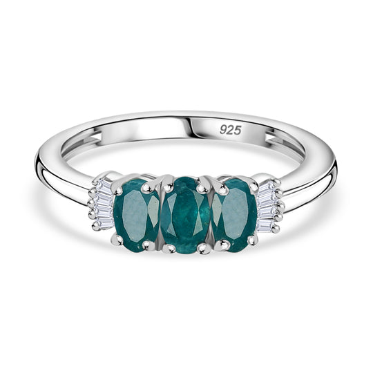AAA Grandidierit, Weißer Diamant Ring 925 Silber rhodiniert (Größe 21.00) ca. 0,73 ct