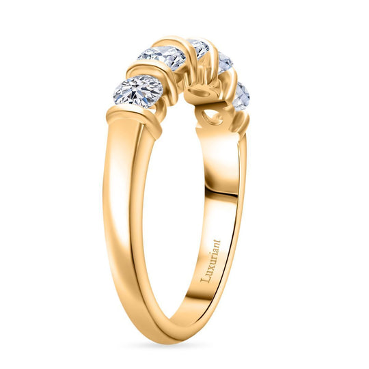 LUXURIANT DIAMOND - Lab Grown Diamant VS-EF SGL zertifiziert Ring 925 Silber Gelbgold Vermeil (Größe 19.00) ca. 1.00 ct