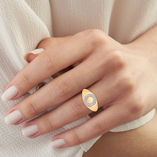 LUXURIANT DIAMOND - Lab Grown Diamant SI-GH Ring 925 Silber Gelbgold Vermeil (Größe 17.00) ca. 0.33 ct