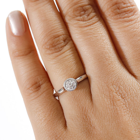 LUXURIANT DIAMOND - Lab Grown Diamant SI-GH SGL zertifiziert Ring 925 Silber 750 Gelbgold Vermeil (Größe 20.00) ca. 0.50 ct