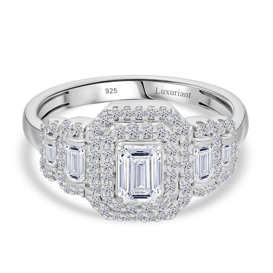 LUXURIANT DIAMOND - Lab Grown Diamant VS-EF SGL zertifiziert Ring 925 Silber platiniert (Größe 21.00) ca. 1.00 ct