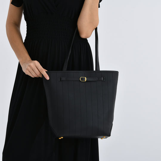 Shopper Tasche aus Echtleder mit Zierschnalle und Doppelgriffen, Metallfüße, 25x11x32 cm, Weiß