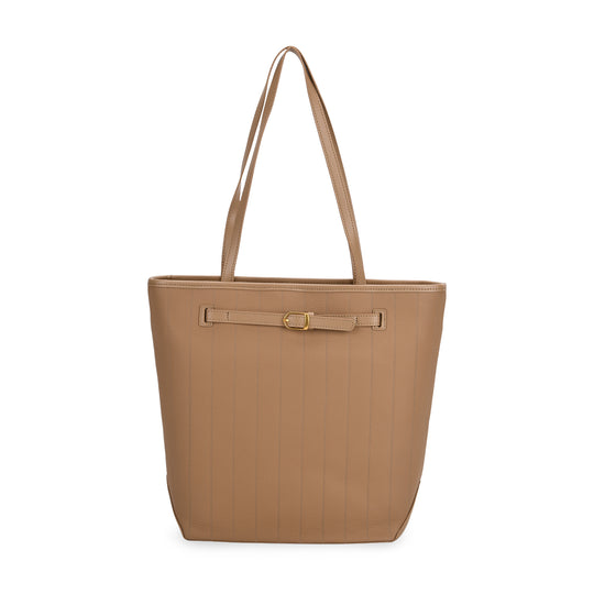Shopper Tasche aus Echtleder mit Zierschnalle und Doppelgriffen, Metallfüße, 25x11x32 cm, Weiß