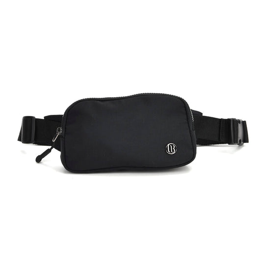 Nylon-Gürteltasche mit Hauptfach und Innentasche, verstellbarer Hüftgurt und Schnellverschluss, 19x12x6 cm, Schwarz
