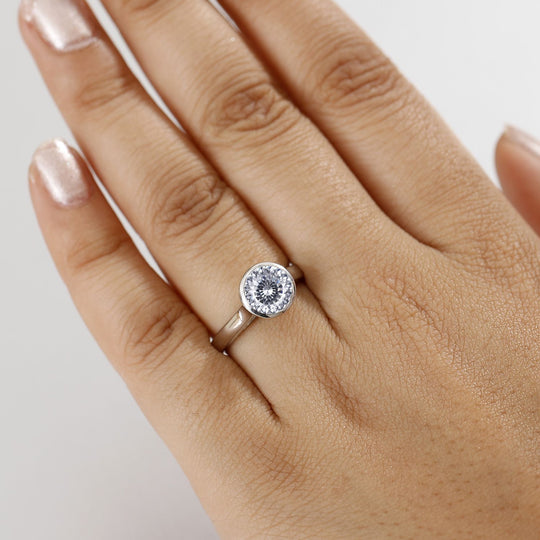 120 Facetten Moissanit Ring 925 Silber rhodiniert (Größe 19.00) ca. 1,82 ct