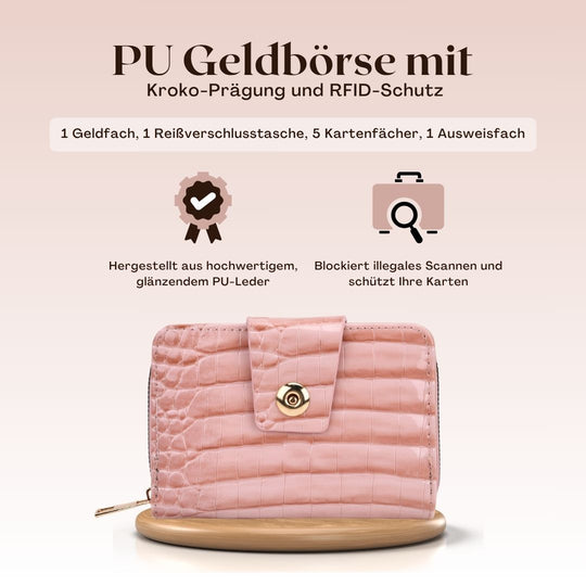 Geldbörse mit Kartenfächern und Reißverschlussfach, RFID-Schutz, 14,5x9,5 cm, Beige