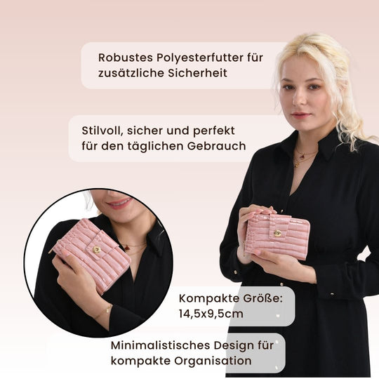 Geldbörse mit Kartenfächern und Reißverschlussfach, RFID-Schutz, 14,5x9,5 cm, Beige