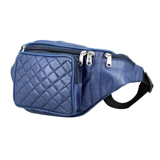 Gürteltasche aus 100 % Echtleder mit Stepp-Design, verstellbarer Riemen, Braun