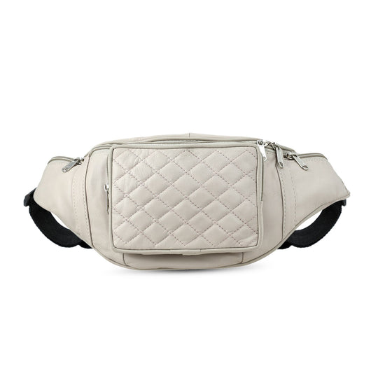 Gürteltasche aus 100 % Echtleder mit Stepp-Design, verstellbarer Riemen, Braun