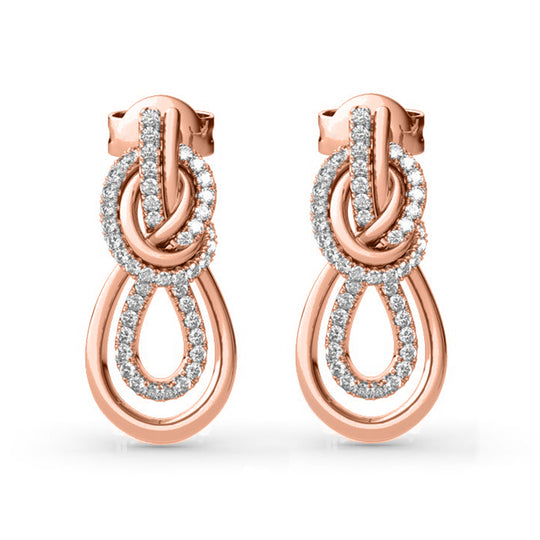 AAA Zirkonia Knotendesign Ohrringe, Messing, rosévergoldet
