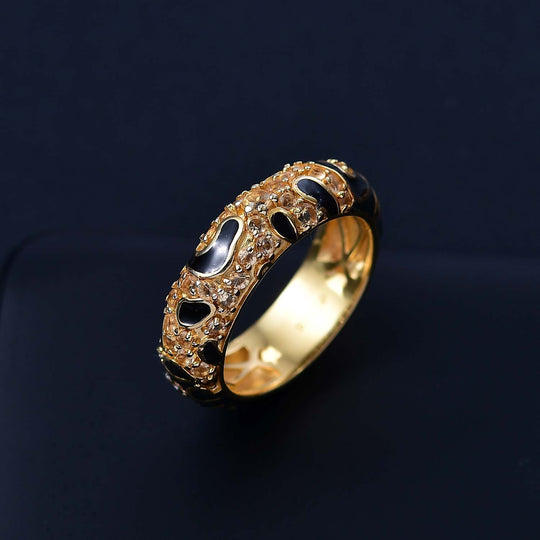 GP Trionfo Leopard Kollektion - AA Citrin Ring 925 Silber 750 Gelbgold Vermeil (Größe 18.00) ca. 0.88 ct