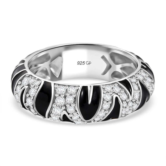 GP Trionfo Kollektion - Moissanit Ring, Zebramuster 925 Silber rhodiniert (Größe 17.00) ca. 0.53 ct