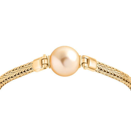 AAA Goldene Südsee Perle (11-12 mm), Lab Grown Diamant Armband ca. 19 cm 925 Silber