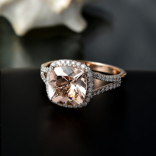 LUXORO AAA Morganit, Weißer Diamant AGI zertifiziert Ring 417 Gold (Größe 19.00) ca. 4.30 ct
