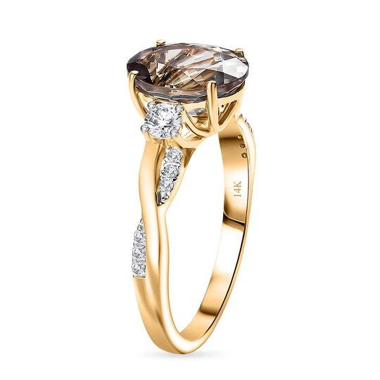 LUXORO AAA Turkizit, Weißer Diamant AGI zertifiziert Ring 585 Gold (Größe 19.00) ca. 4.17 ct
