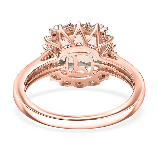LUXORO AAA Morganit, Weißer Diamant AGI zertifiziert Ring 417 Gold (Größe 19.00) ca. 4.14 ct