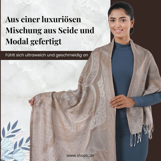 Jamawar-Schal aus Seide, 70 x 200 cm, Lila