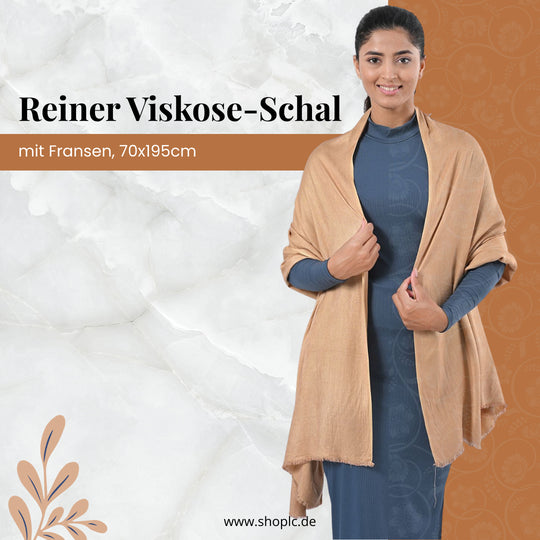 Viskose-Schal mit Fransen, 70 x 195 cm, Fuchsia