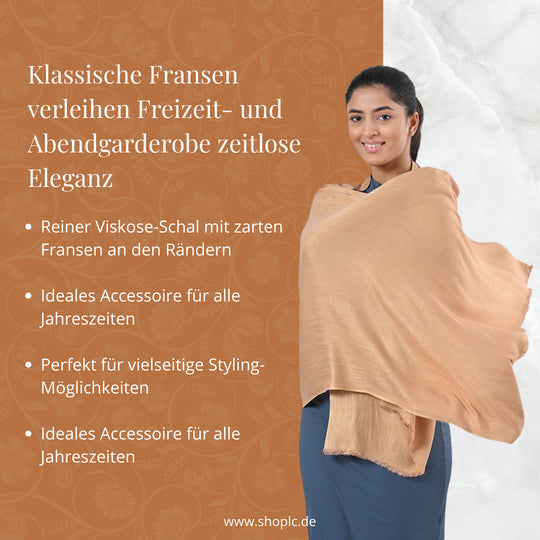 Viskose-Schal mit Fransen, 70 x 195 cm, Fuchsia