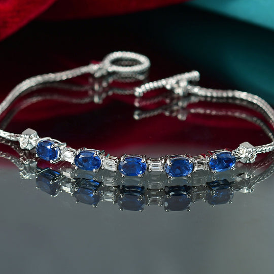 Ceylon Farbe Quarz, Weißer Zirkon Armband ca. 18 cm Nickelfreies Messing ca. 3.31 ct