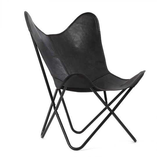 Butterfly-Sessel aus Echtleder, zusammenklappbar, ca. 92 cm, Schwarz