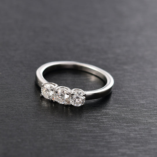 Moissanit Ring 925 Silber platiniert (Größe 23.00) ca. 0.68 ct