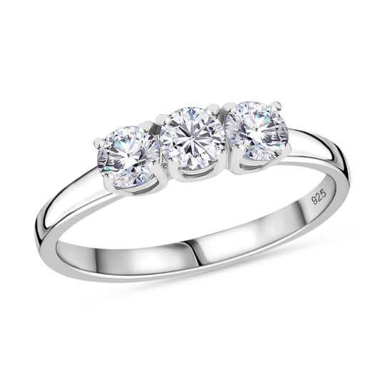 Moissanit Ring 925 Silber platiniert (Größe 23.00) ca. 0.68 ct