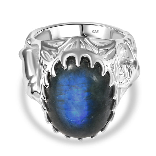 AAA Labradorit Ring 925 Silber rhodiniert (Größe 18.00) ca. 13.25 ct