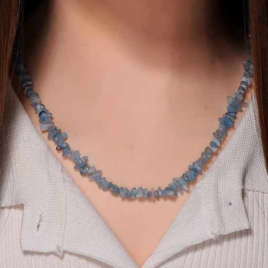 Aquamarin-Chips Bead Kette 86 cm ca. 175,00 ct.