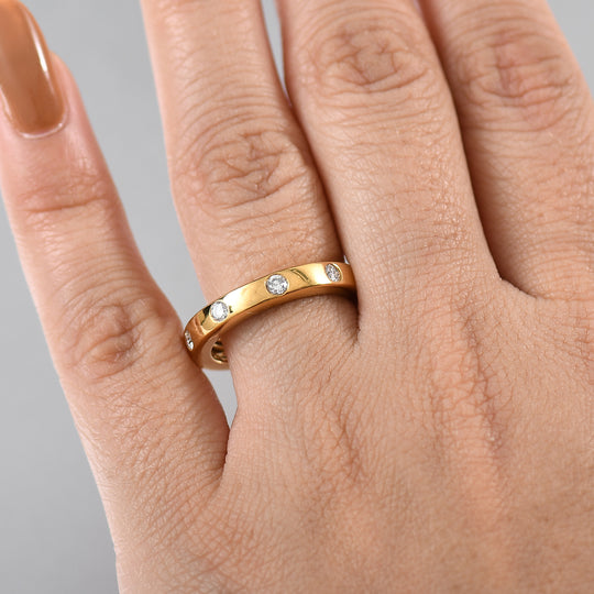 LUXURIANT DIAMOND - Lab Grown Diamant VS-EF Ring 925 Silber 750 Gelbgold Vermeil (Größe 18.00) ca. 0.50 ct