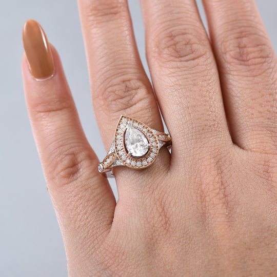 Moissanit Ring 925 Silber, bicolor, (Größe 20.00) ca. 1.75 ct