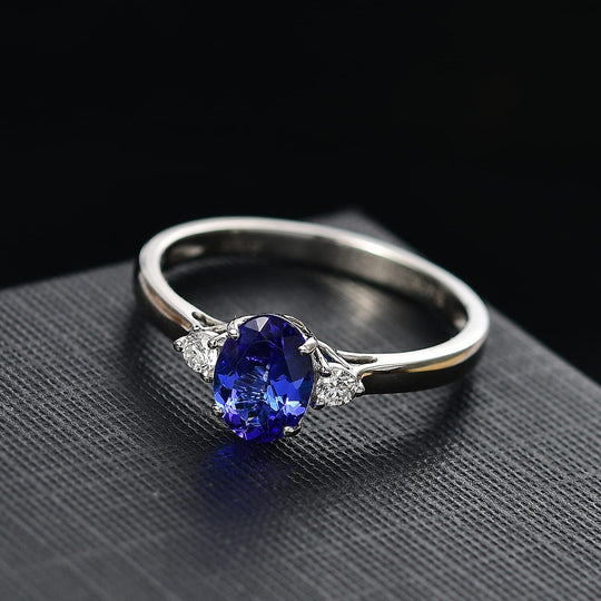 Rhapsody AAAA Tansanit, Weißer Diamant Ring 950 Platin (Größe 18.00) ca. 1,52 ct