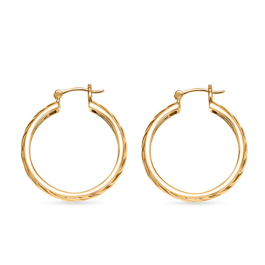 Creolen mit Seilstruktur, Reine Bronze 750 Gelb Vergoldet, 8,00g
