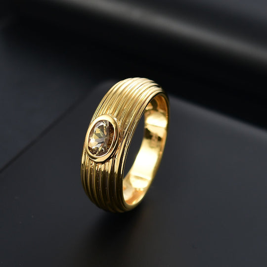 AA Natürlicher goldener Tansanit Ring 925 Silber 750 Gelb Vergoldet (Größe 19.00) ca. 0.45 ct