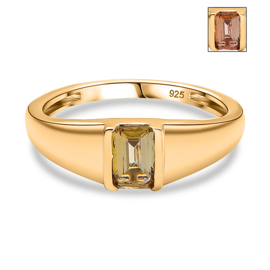 AA Natürlicher goldener Tansanit Ring 925 Silber 750 Gelbgold Vermeil (Größe 18.00) ca. 0,56 ct