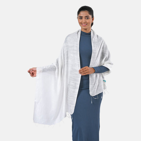 Modische Schal aus 40% Seide und 60% Leinen, 70 x 200 cm, Beige