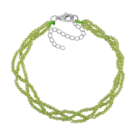 Peridot Armband ca. 18 cm + 5 cm Extender, 925 Silber rhodiniert ca. 17,50 ct.