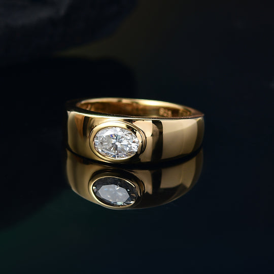 Moissanit Ring 925 Silber 750 Gelb Vergoldet (Größe 18.00) ca. 0,80 ct