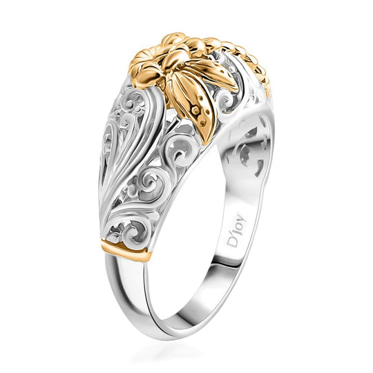 Royal Bali - 925 Silber Zweifarbige Beschichtung Libelle Ring (Größe 20.00) ca. 6,22g