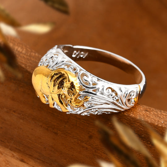 Royal Bali -Elefant Ring, 925 Silber, bicolor, (Größe 17.00) ca. 6,22g
