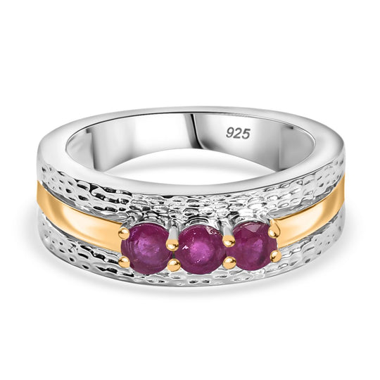 Afrikanischer Rubin (Fissure gefüllt) Ring 925 Silber rhodiniert (Größe 20.00) ca. 0,82 ct