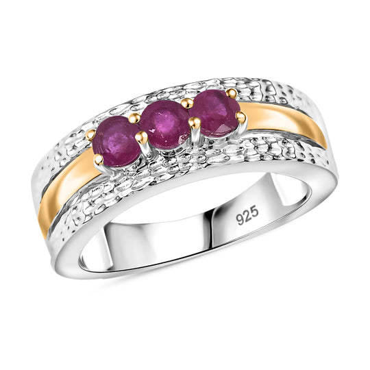 Afrikanischer Rubin (Fissure gefüllt) Ring 925 Silber rhodiniert (Größe 20.00) ca. 0,82 ct
