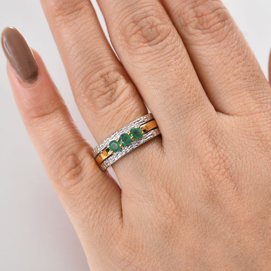 Kagem Sambischer Smaragd Ring 925 Silber rhodiniert (Größe 18.00) ca. 0,54 ct