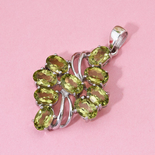 Natürlicher Peridot Anhänger, 925 Silber rhodiniert, ca. 4.48 ct