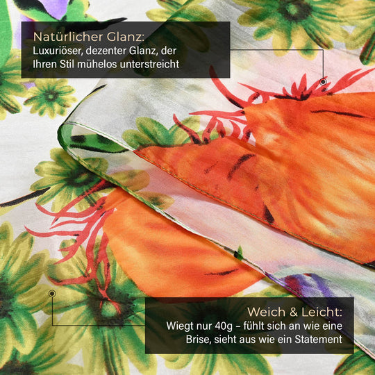 LA MAREY - 100% Maulbeeren-Seidenschal, Chiffon, 195x110cm, Grün
