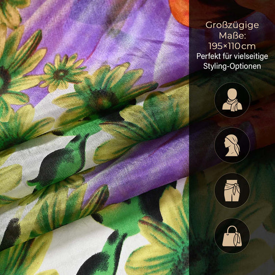 LA MAREY - 100% Maulbeeren-Seidenschal, Chiffon, 195x110cm, Grün