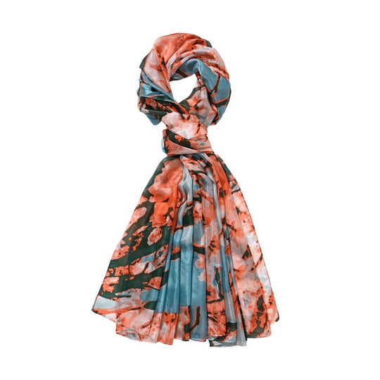 LA MAREY - 100% Maulbeeren-Seidenschal, Chiffon, 195x110cm, Grün
