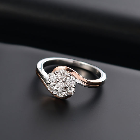 Moissanit Ring 925 Silber platiniert und vergoldet (Größe 20.00) ca. 0.56 ct