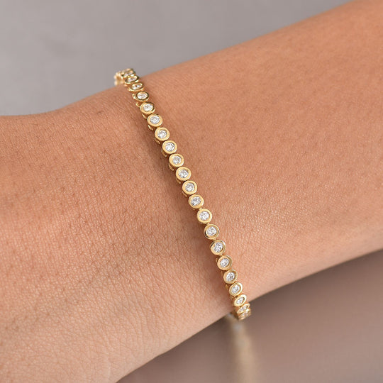 LUXURIANT DIAMOND - Lab Grown Diamant SI-GH SGL zertifiziert Armband ca. 19 cm 925 Silber 750 Gelbgold Vermeil ca. 2.00 ct