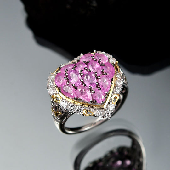 Ilakaka Rosa Saphir (Fissure gefüllt) Ring 925 Silber rhodiniert (Größe 20.00) ca. 4,97 ct